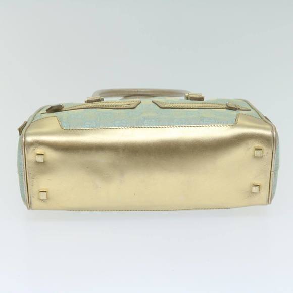 GUCCI GG Canvas Hand Bag Light Blue Gold Tone Auth ac2720 - Picture 5 of 16